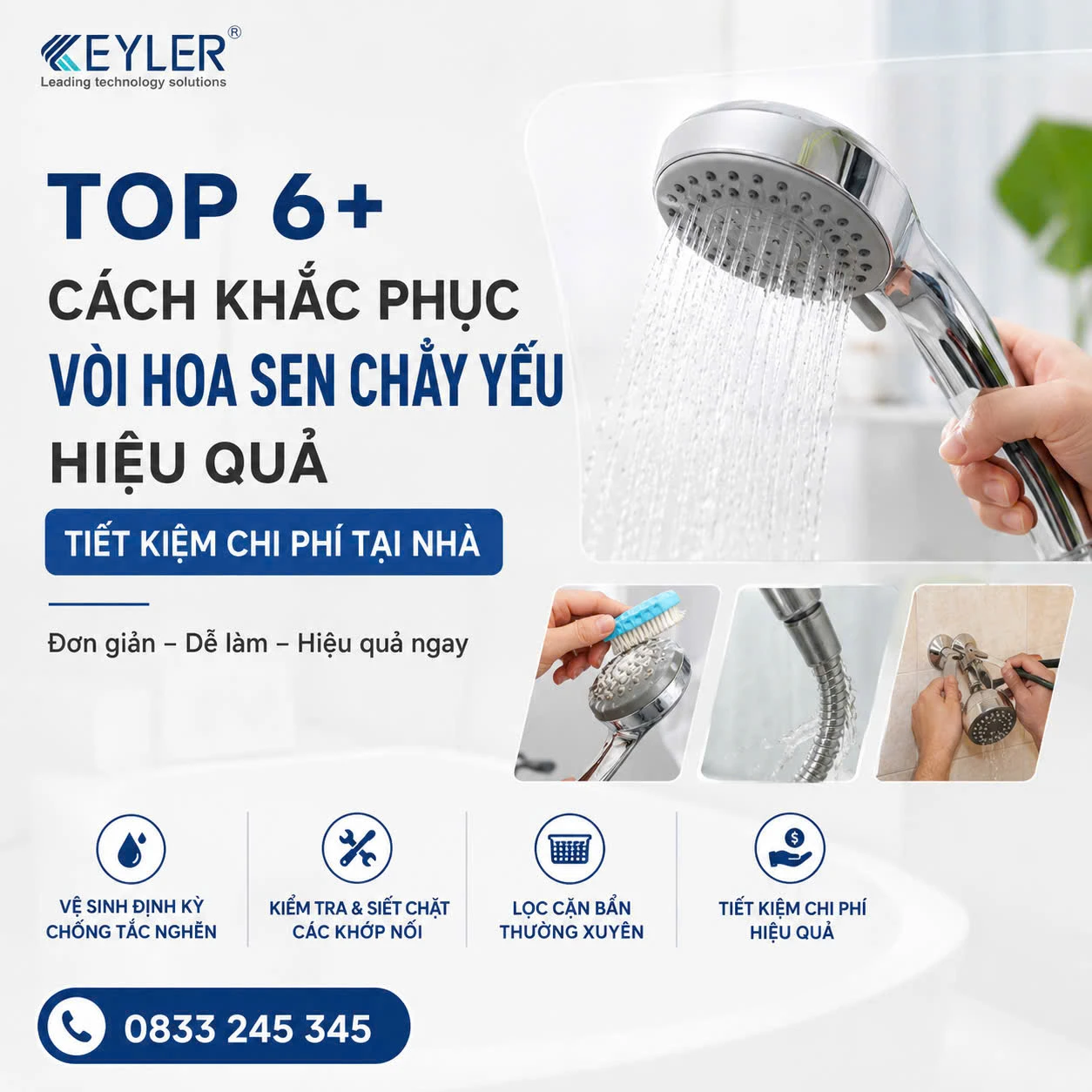 TOP 7+ CÁCH KHẮC PHỤC VÒI HOA SEN CHẢY YẾU HIỆU QUẢ TẠI NHÀ