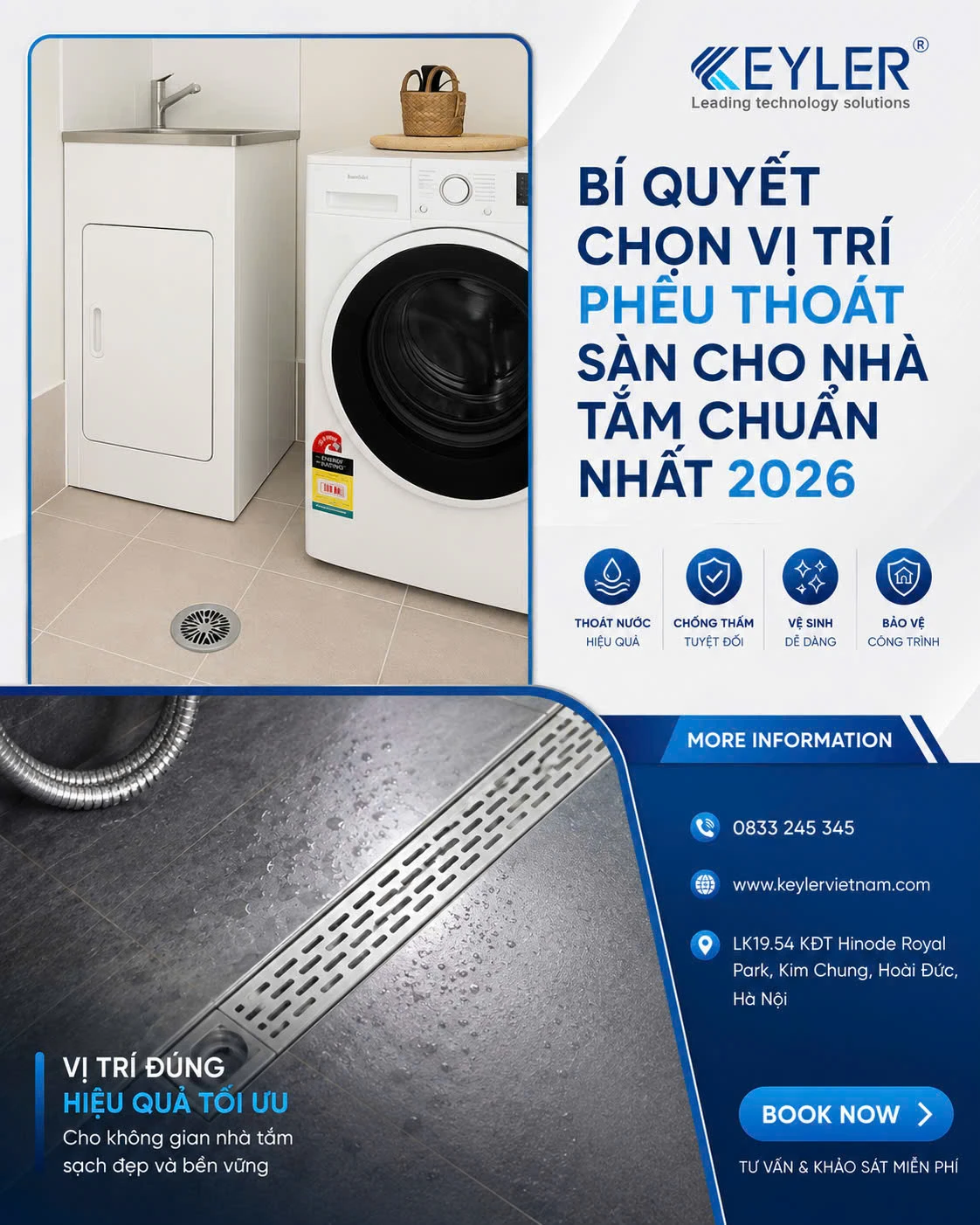🚿💡 BÍ QUYẾT CHỌN VỊ TRÍ PHỄU THOÁT SÀN CHO NHÀ TẮM CHUẨN NHẤT 2026