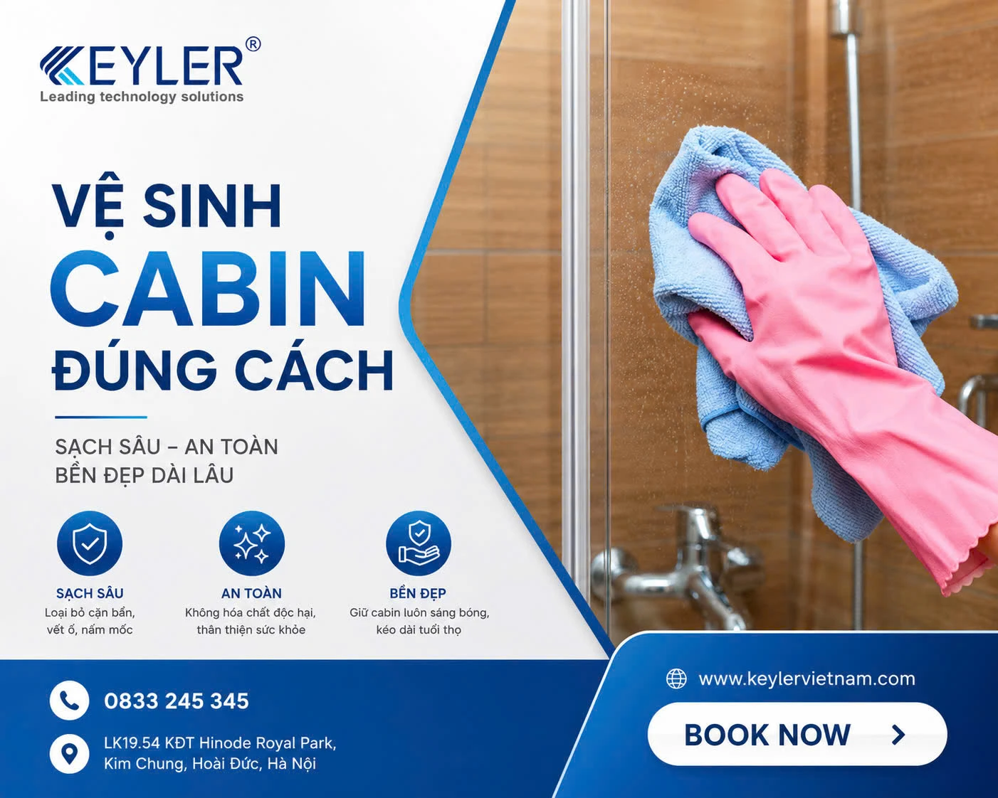 Vệ Sinh Cabin Tắm Kính Đúng Cách – Bí Quyết Giữ Không Gian Phòng Tắm Luôn Sáng Đẹp