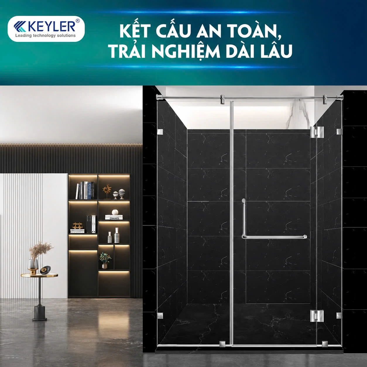 Bộ phụ kiện vách tắm kính 180 độ KEYLER KL-180KK